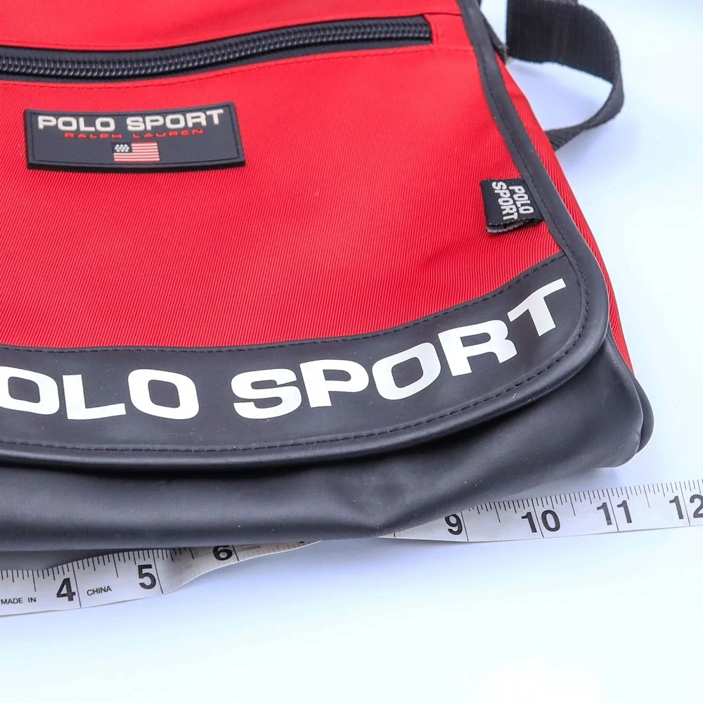 Vintage 90s Polo Sport Ralph Lauren Messenger Bag Unisex Red Crossbody Nylon USA